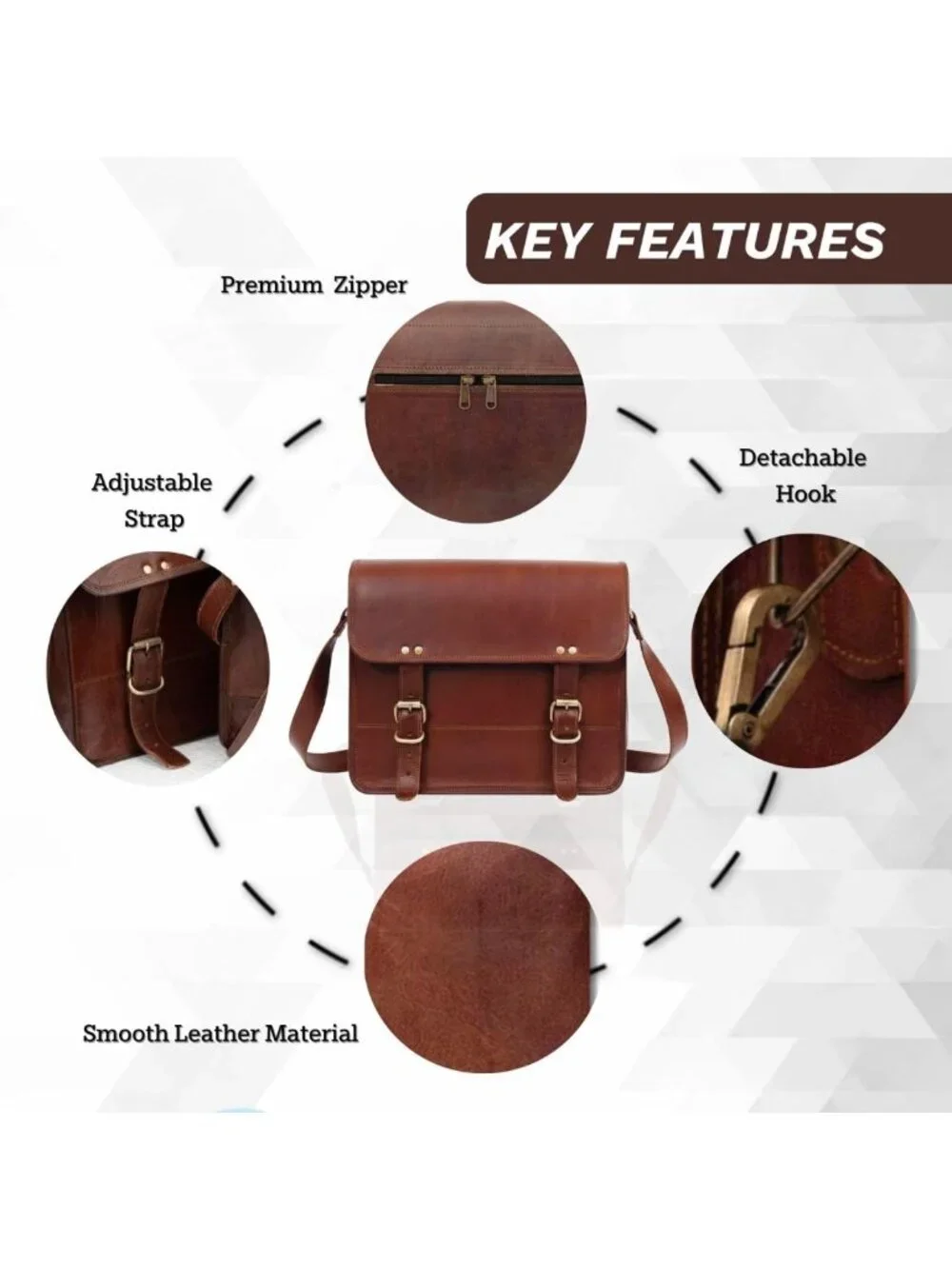 Vintage Leather Messenger Bag | 16